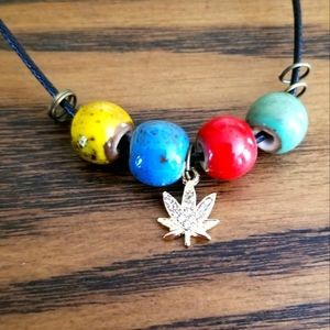 Rasta Necklace, Unisex Pot Leaf Necklace, Reggae